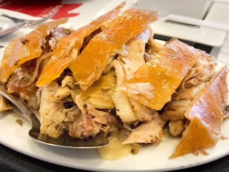 A plate of lechon cebu from Zubuchon in Philippines.